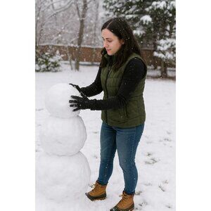 Coldwater Creek Green Textured Puffer Vest XS 4-6 Full Zip Collared Pockets